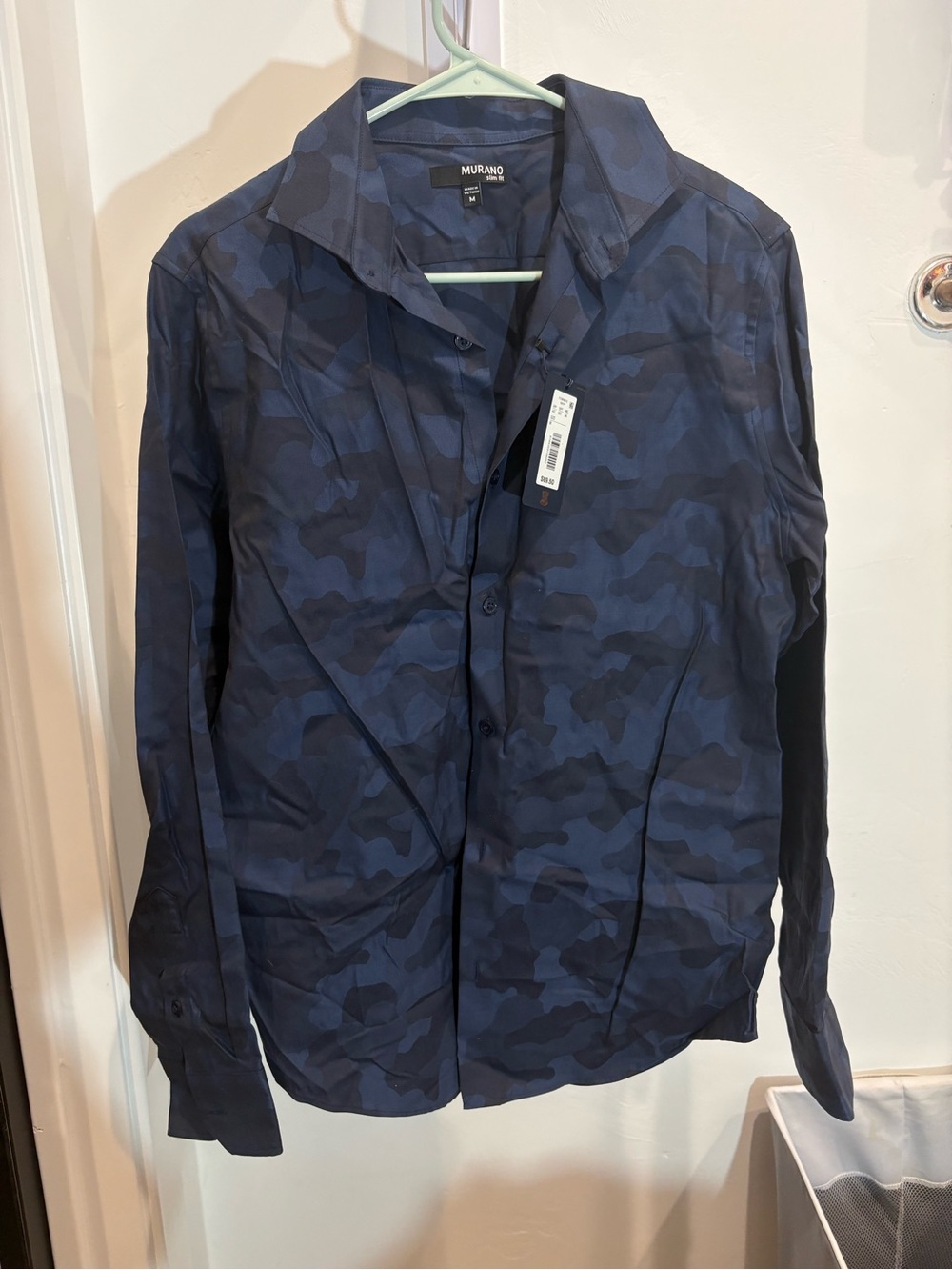 Murano Men's Navy Camo Button-Up Shirt